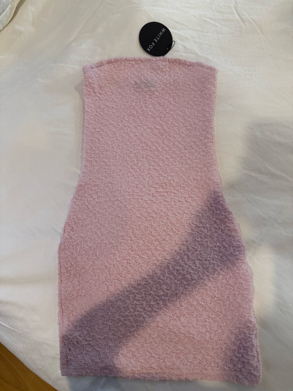 White Fox Boutique Strapless Textured Pink Mini Dress - Picture 2 of 4